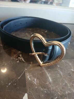 Juicy Couture Black Belt with Gold Heart Buckle